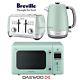 Daewoo Retro Microwave & Breville Strata Kettle And Toaster Set Mint Green New