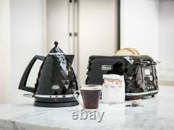 De'Longhi Brilliante 4-slot Toaster & Jug Kettle Set Microwave VYTRONIX BLACK