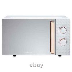 Diamond White and Rose Gold Effect Microwave Capacity 20L Mirror Finish Door