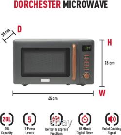 Dorchester Grey Microwave Oven 800W, 5 Power Levels, Express, Auto Cook, Defro