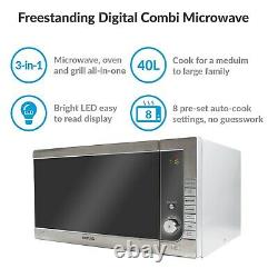 ElectriQ 40L 1000W Freestanding Combination Microwave 11 Power Levels Silver