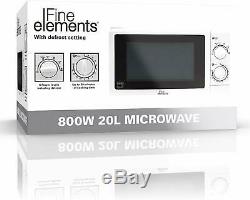 Fine Elements 800W Freestanding Microwave with 20 Litre Capacity in White, New