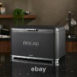 Glitz Kettle 4-Slice Toaster Bread Bin Canisters & Microwave Set of 5 in Black