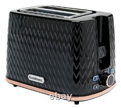 Goodmans Black & Copper Textured Effect Microwave Toaster & Kettle Set 3pcs