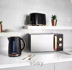 Goodmans Black and Copper Textured Effect Microwave Kettle and Toaster