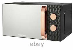 Goodmans Kitchen Set Microwave Toaster & Kettle Black & Copper Textured 3pc
