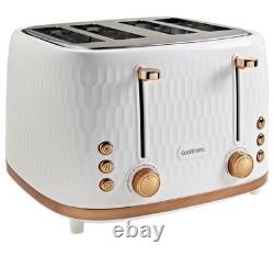 Goodmans Kitchen Set Microwave Toaster & Kettle White, Rose Gold Honeycomb Set