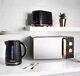 Gorgeous Goodmans Black & Copper Textured Effect Microwave Toaster & Kettle Set