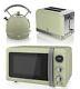 Green Swan Dome Kettle Fast Boil & Toaster And Microwave Set Stainless Steel New