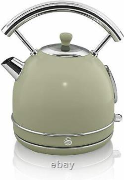 Green Swan Dome Kettle Fast Boil & Toaster and Microwave Set Stainless Steel NEW