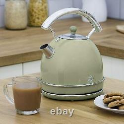 Green Swan Dome Kettle Fast Boil & Toaster and Microwave Set Stainless Steel NEW