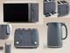 Grey Textured Kettle, 4-slice Toaster Set Or 17l Microwave Kitchen Appliance Set