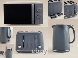 Grey Textured Kettle, 4-Slice Toaster Set OR 17L Microwave Kitchen Appliance Set