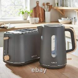 Grey Wood Kitchen Set of Microwave Electric Kettle and Toaster Tower Scandi NEW