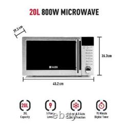 Haden 20L Digital Stainless Steel Microwave Oven 800W, 5 Levels, Child Lock