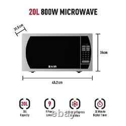 Haden 20L Solo Microwave Oven Freestanding with Touch Control Menu 800W Silver