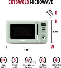 Haden Cotswold Green Microwave Oven 800W Retro Design, 20L Capacity, Compact D
