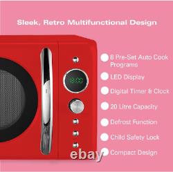 Hamilton Beach Microwave, 20L, 700W, Retro, Digital LED Display, 8 Pre-Set Progr