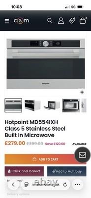 Hotpoint MD554IXH Class 5 Stainless Steel Built In Microwave (Please read)