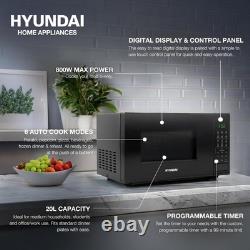 Hyundai 800W 20L Black Digital Microwave, Stainless Steel Interior, 11 Power