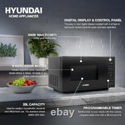 Hyundai 800W 20L Black Digital Microwave, Stainless Steel Interior, 11 Power Lev