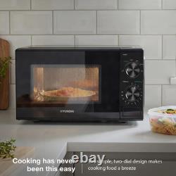 Hyundai 800W 20L Black Solo Microwave, Dial Control, Stainless Steel Interior, D