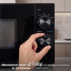 Hyundai 800W 20L Black Solo Microwave, Dial Control, Stainless Steel Interior, D