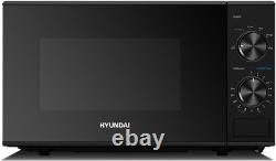 Hyundai 800W 20L Black Solo Microwave, Dial Control, Stainless Steel Interior, D