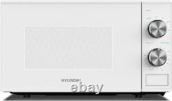 Hyundai 800W 20L White Solo Microwave, Dial Control, Stainless Steel Interior