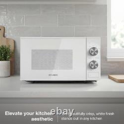 Hyundai 800W 20L White Solo Microwave, Dial Control, Stainless Steel Interior
