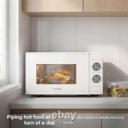 Hyundai 800W 20L White Solo Microwave, Dial Control, Stainless Steel Interior