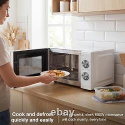 Hyundai 800W 20L White Solo Microwave, Dial Control, Stainless Steel Interior