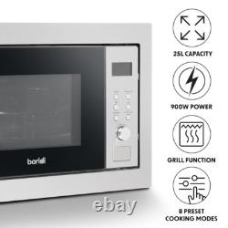 Integrated Microwave Oven with Grill, 25L, 900W, Stainless Steel Baridi DH197 B