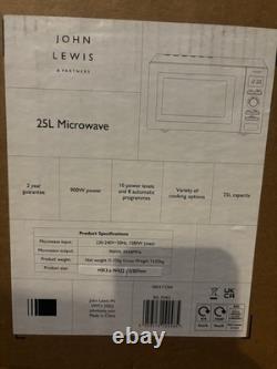John Lewis JLSMWO09 25L 900W Microwave Silver Brand New Never Been Out Of Box