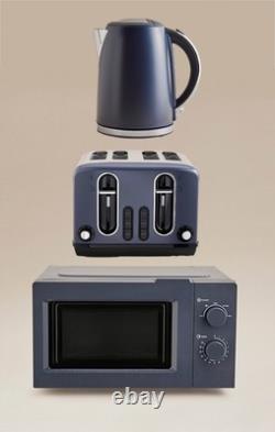 Kettle Toaster Microwave Kitchen Set NAVY Stainless Steel Stylish Elegant Gift