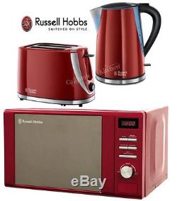 Russell Hobbs Red Stainless Steel Microwave Colours Plus Kettle 2 Sl Toaster Set 