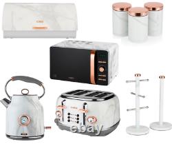 Marble Rose Gold Kettle Toaster Microwave BreadBin Canisters Mug Tree Towel Pole