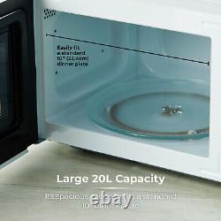 Microwave Oven Digital Mirror Door White & Chrome Defrost LED Display 800W 20L