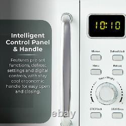 Microwave Oven Digital Mirror Door White & Chrome Defrost LED Display 800W 20L