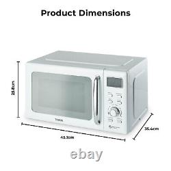 Microwave Oven Digital Mirror Door White & Chrome Defrost LED Display 800W 20L
