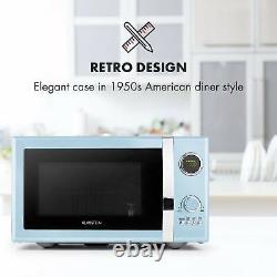 Microwave Oven Grill Defrost Freestanding Stainless Steel Retro 23L 800W Blue