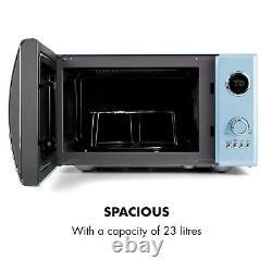 Microwave Oven Grill Defrost Freestanding Stainless Steel Retro 23L 800W Blue