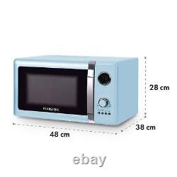 Microwave Oven Grill Defrost Freestanding Stainless Steel Retro 23L 800W Blue