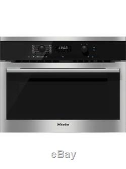 Miele H6100BM Single Electric Oven with Microwave, Clean Steel (CK1697)