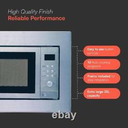 Modern 900W Integrated Microwave & Grill 25L with Auto Defrost & 10 Settings