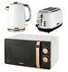 Modern Kitchen Set Microwave Jug Kettle Toaster Tower Combo White And Rose Gold