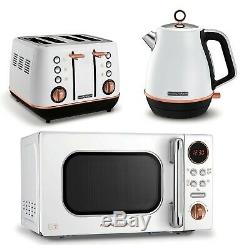 Morphy Richards Evoke Kettle and Toaster Set with Microwave White Rose Gold