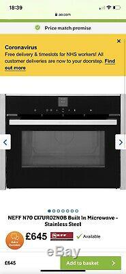 NEFF N70 C17UR02N0B Built-in Solo Microwave Stainless Steel New £650