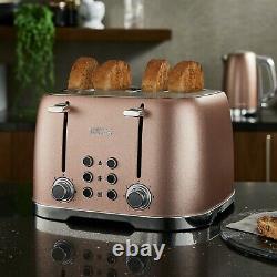 NEW Glitz Glass Kettle, 4 Slice Toaster & 800w Digital Microwave Sparkling Pink