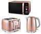 New Glitz Kettle, 4 Slice Toaster & 800w Digital Microwave Set Sparkling Pink